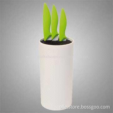 Green Ceramic Knife Set with PP Universal Block, Universal Support for All Types of Knives